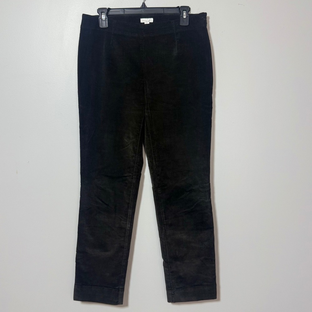 J. Jill Corduroy Pants Womens 8 Black Side Zip Stretch Straight Leg Trousers